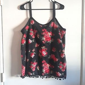 DONATED 6/30/2024 - No Boundaries: Floral cami pompom trim - XXL